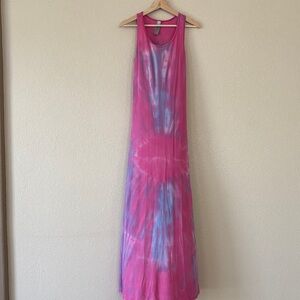 GO Couture Tie-Dye Pink & Lavender Maxi Tank Dress